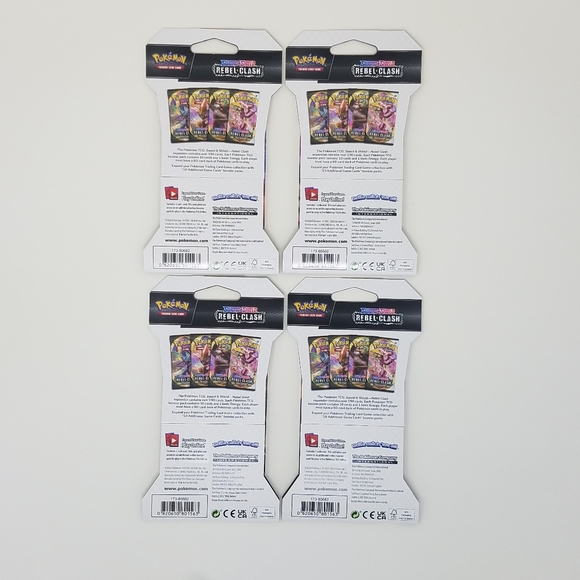 Pokemon TCG 4 Booster Pack Bundle Sword & Shield Rebel Clash Factory Sealed - Picture 7 of 8